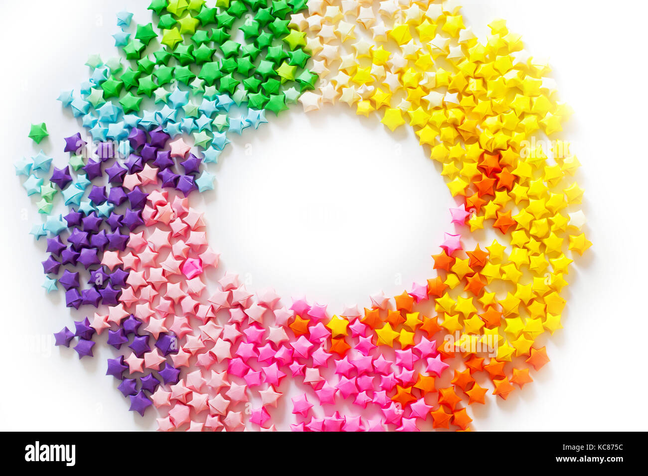 Colorful folded paper star or origami lucky star to use as frame Stock ...