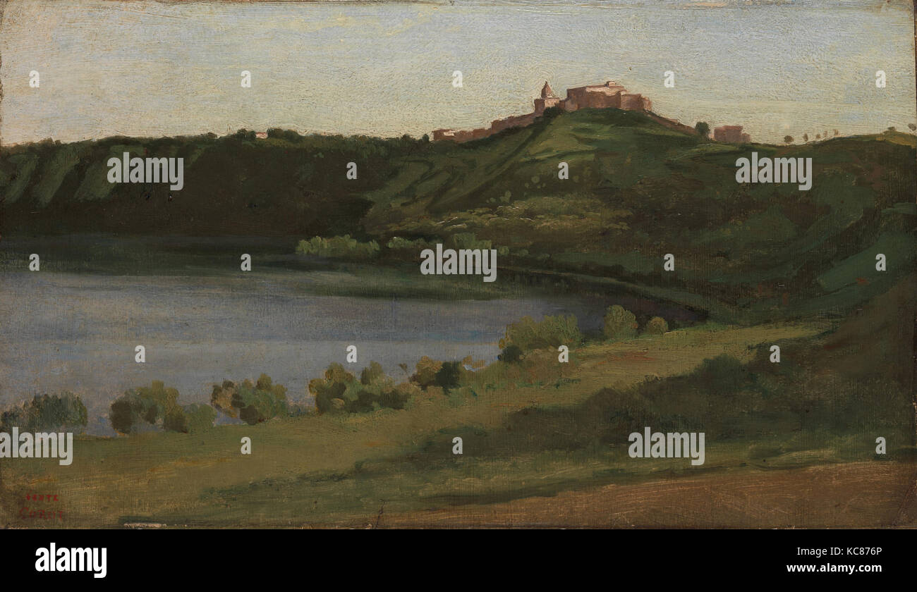 Lake Albano and Castel Gandolfo, Camille Corot, 1826–27 Stock Photo