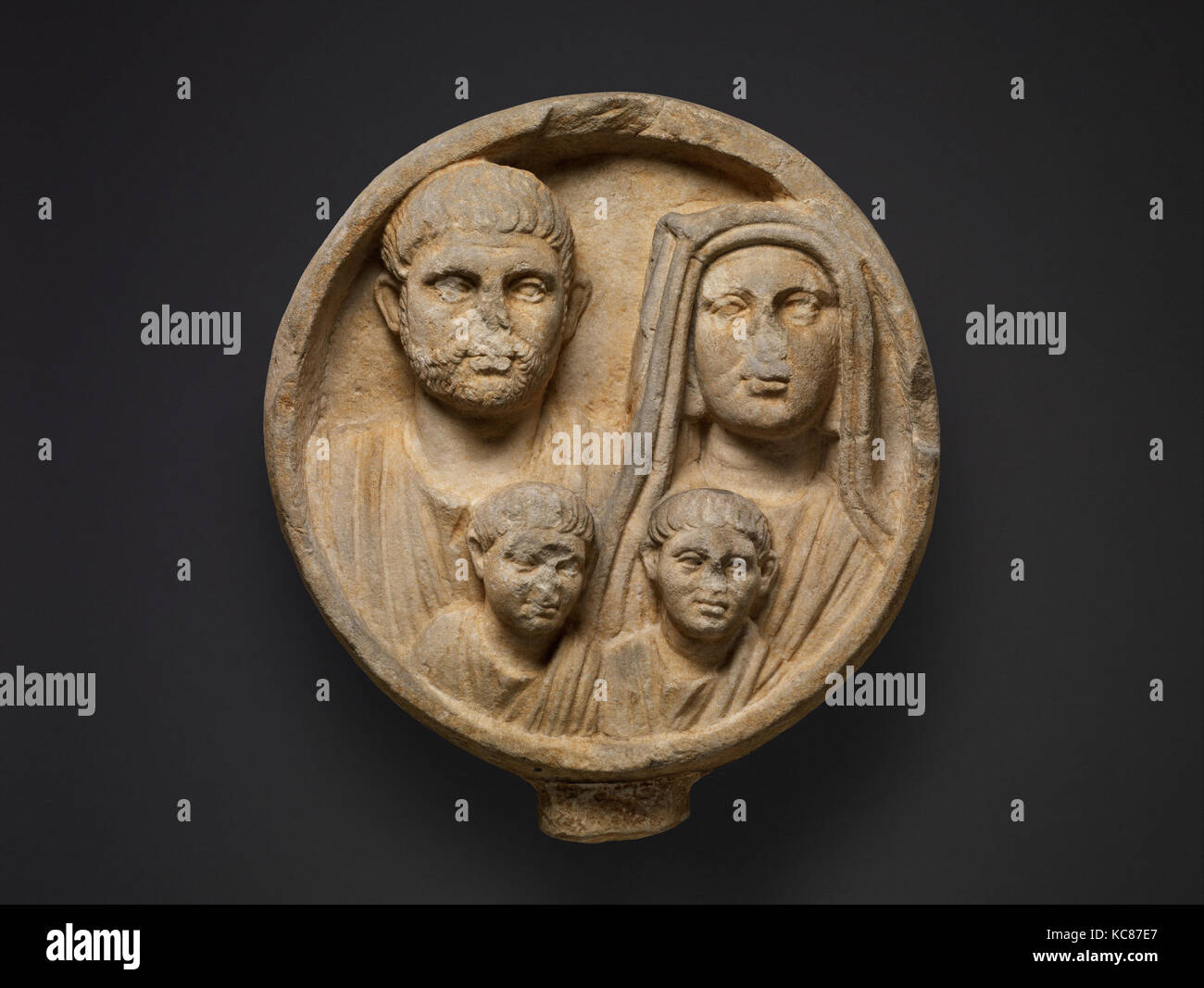Marble funerary relief, Imperial, 2nd–3rd century A.D., Roman, Marble, H.: 25 1/4 in. (64.1 cm), Stone Sculpture, Funerary Stock Photo