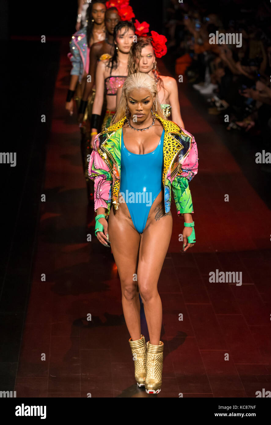 NEW YORK, NY - September 12, 2017: Models walk the runway at The Blonds Spring Summer 2018 fashion show during New York Fashion Week Stock Photo
