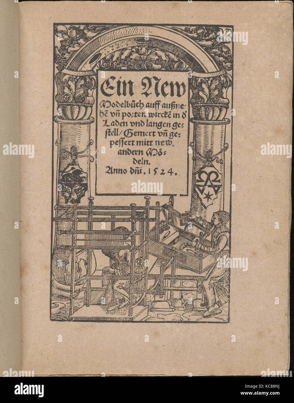 Ein new Modelbuch..., October 22, 1524, Woodcut, 7 5/16 x 5 3/8 in. (18.5 x 13.6 cm), Published by Johann Schӧnsperger Stock Photo