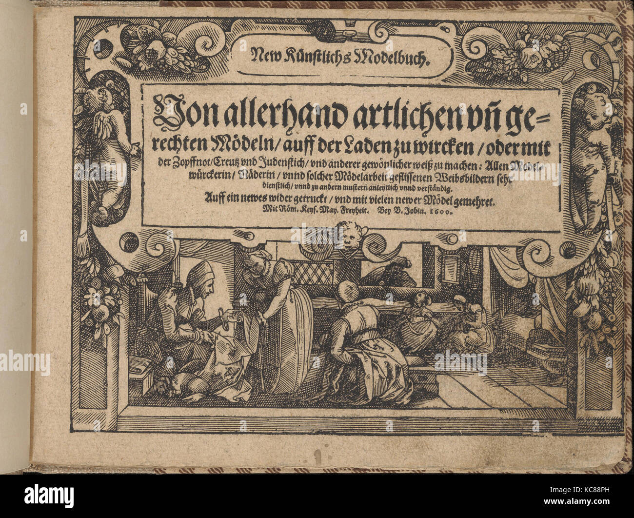 New Künstlichs Modelbuch, 1600, Woodcut, Overall: 6 5/16 x 8 1/4 in. (16 x 21 cm), Published by Bernhard Jobin, Strassburg Stock Photo