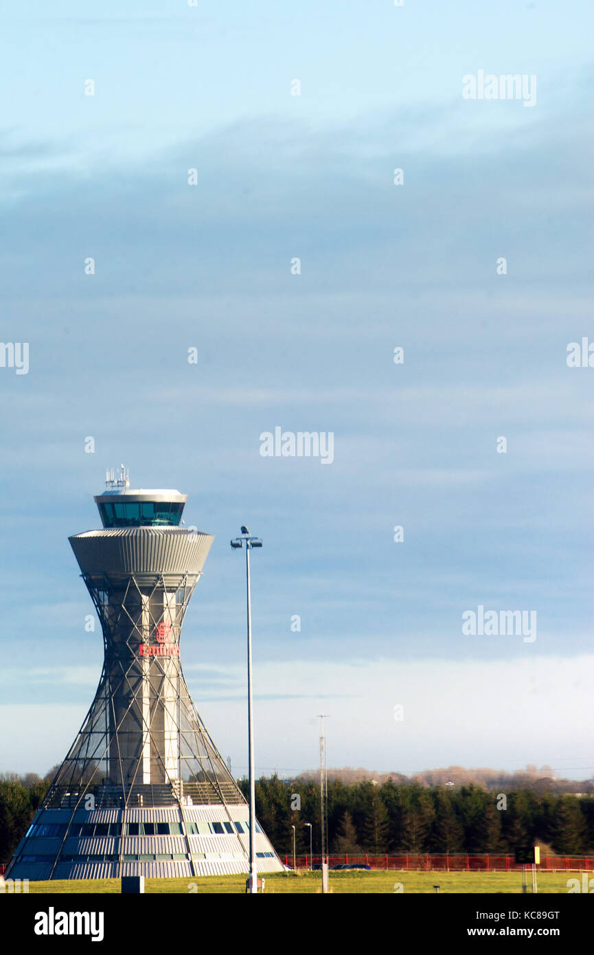 Control tower at Newcastle International Airport, Tyne and Wear Stock Photo