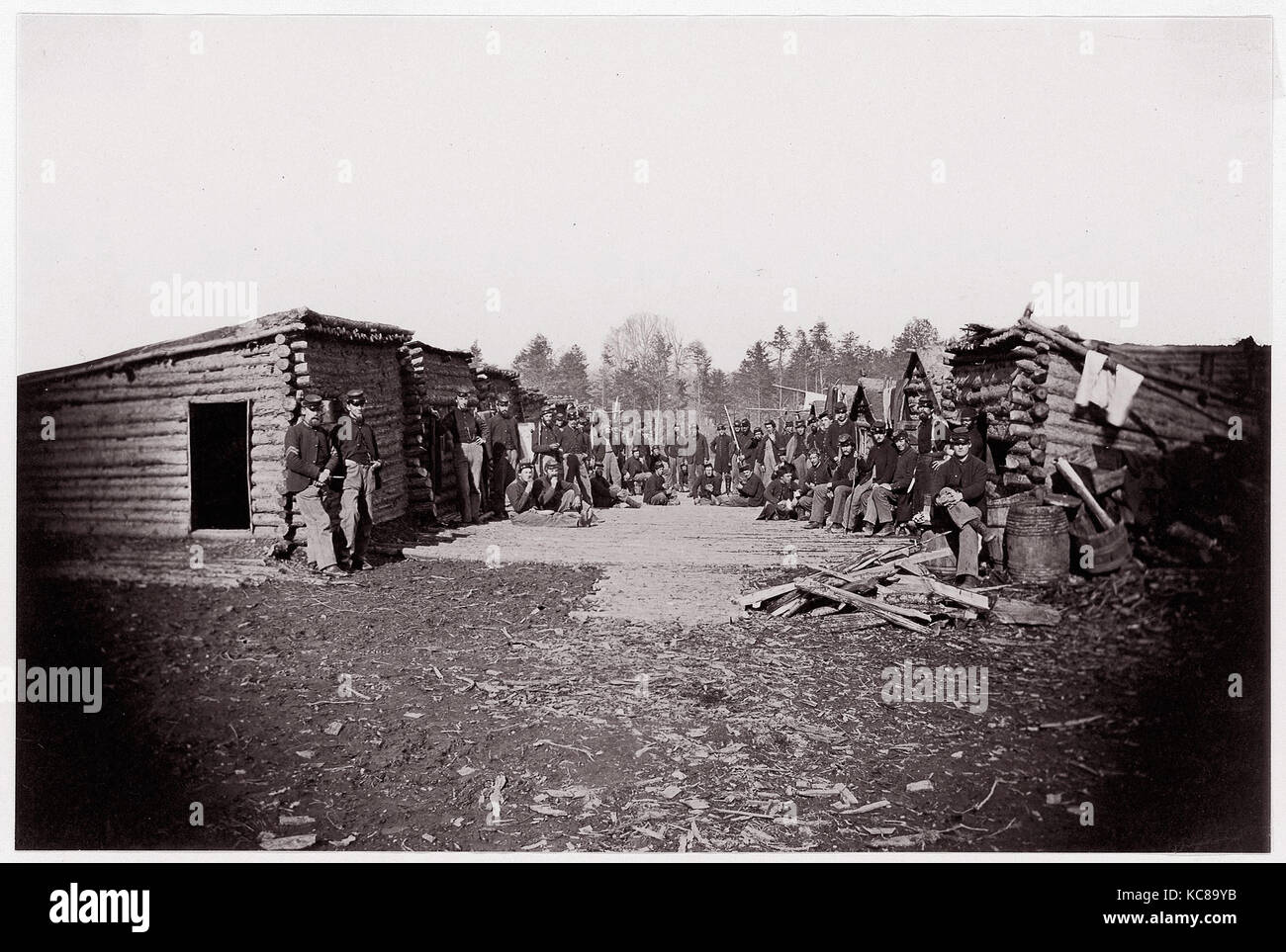 Winter Quarters Troops With Row Of Cabins Brady Album P 128