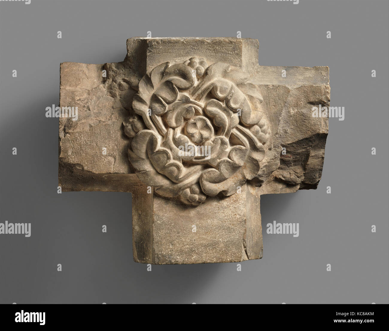 Limestone Keystone from a Vaulted Ceiling, ca. 1220–30 Stock Photo