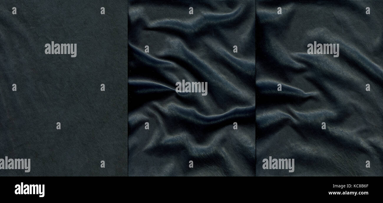 Set of dark blue leather textures  for background Stock Photo