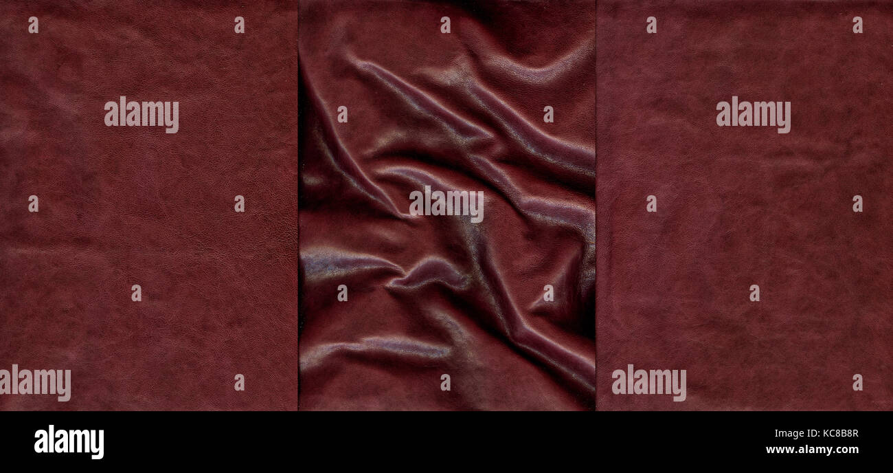 Set of burgundy leather texture for background Stock Photo