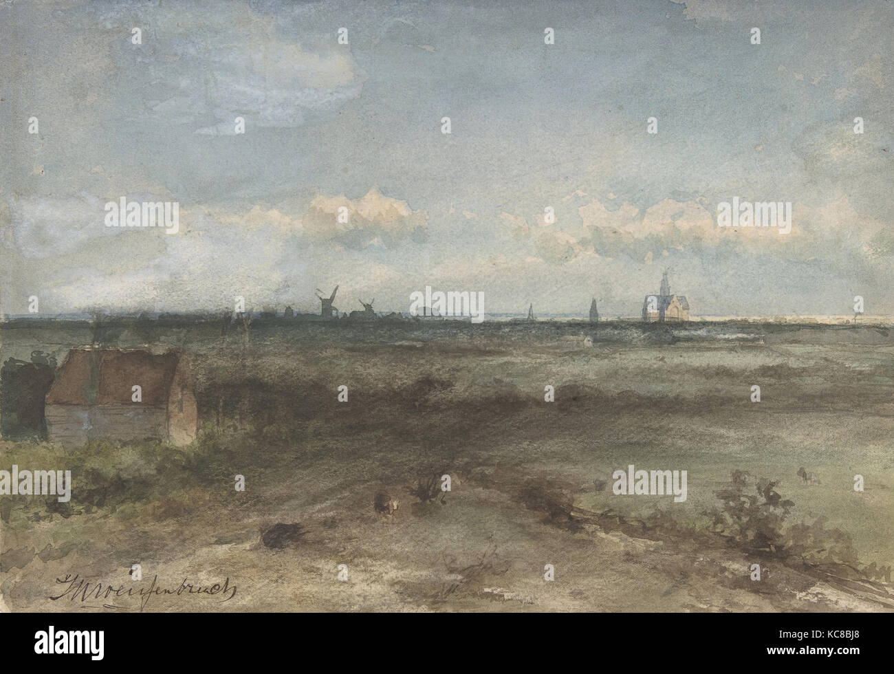 View of Haarlem from the Dunes, Jan Hendrik Weissenbruch, mid-19th–early 20th century Stock Photo