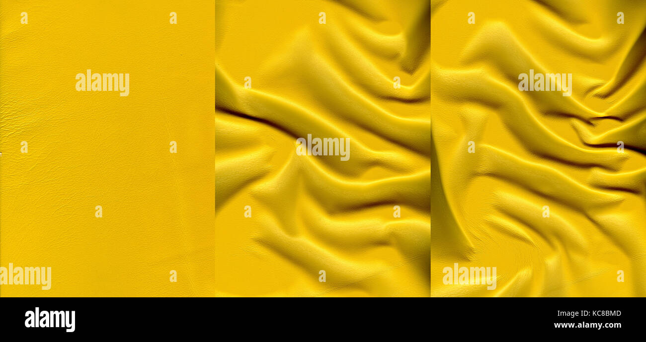 Set of yellow leather textures  for background Stock Photo