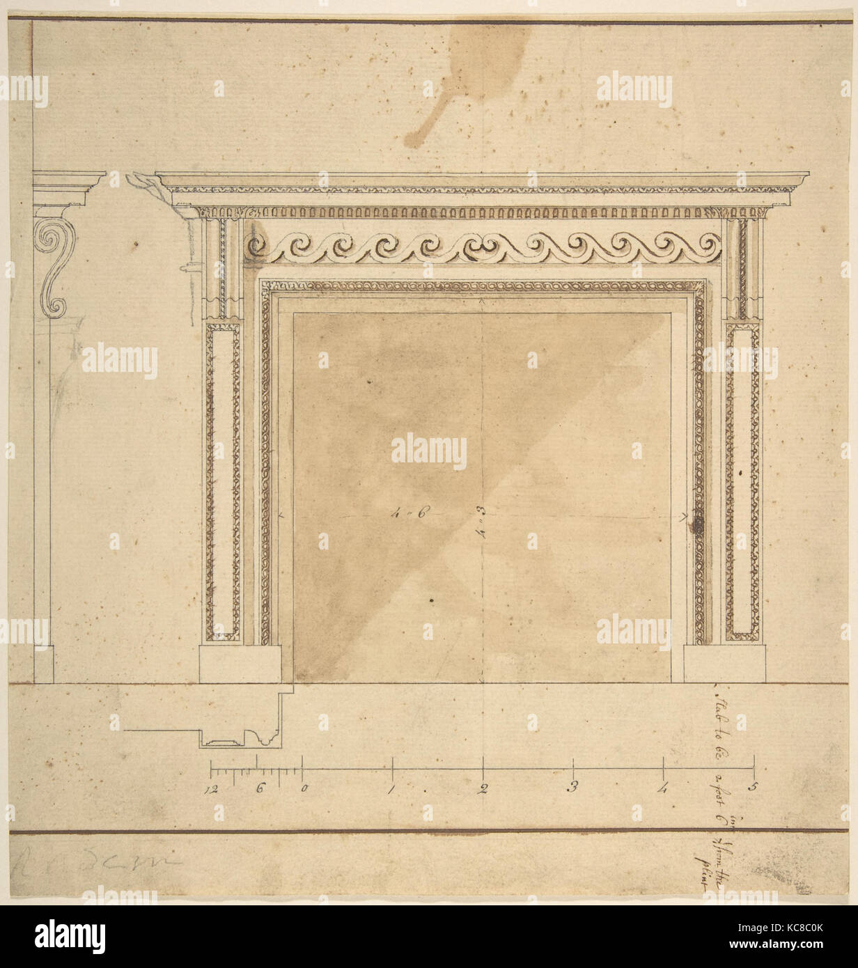 Design for a Chimneypiece with Scalloped Moldings, Sir William Chambers, 1743–96 Stock Photo