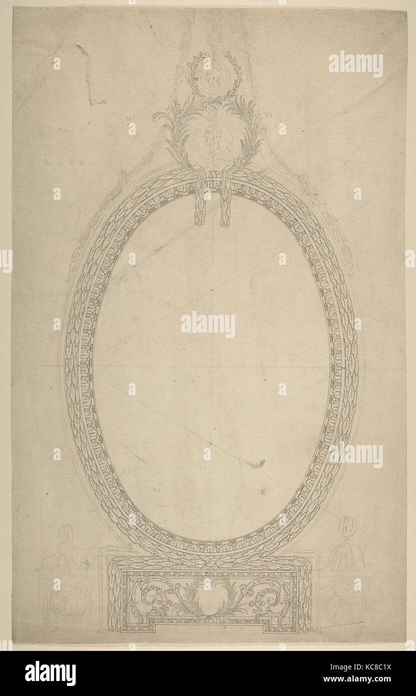 Design for a Girandole Mirror, an Oval Resting on an Oblong Base, Terminated by Two Superimposed Circular Frond-motifs Stock Photo