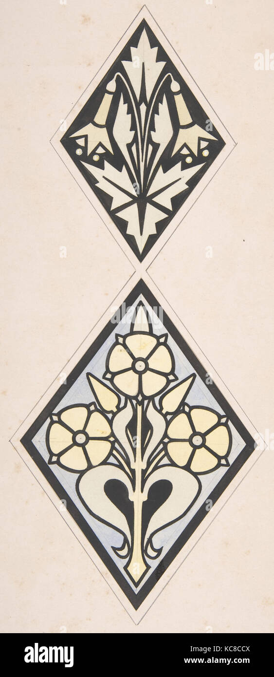Design drawing, Christopher Dresser, ca. 1883, based on earlier design Stock Photo