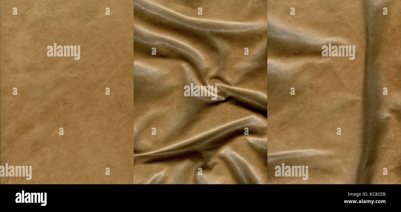 Set of light brown leather textures  for background Stock Photo