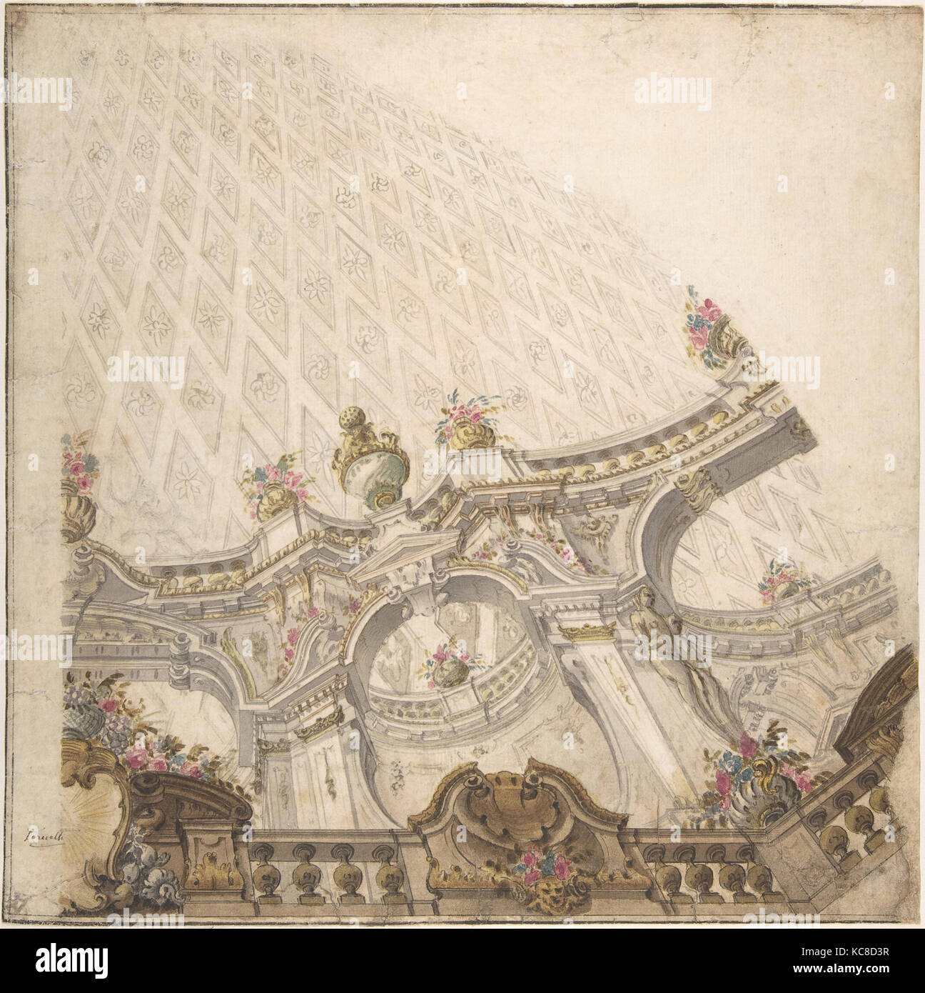 Design for a Cupola Decoration, Giovanni Antonio Torricelli, 171681
