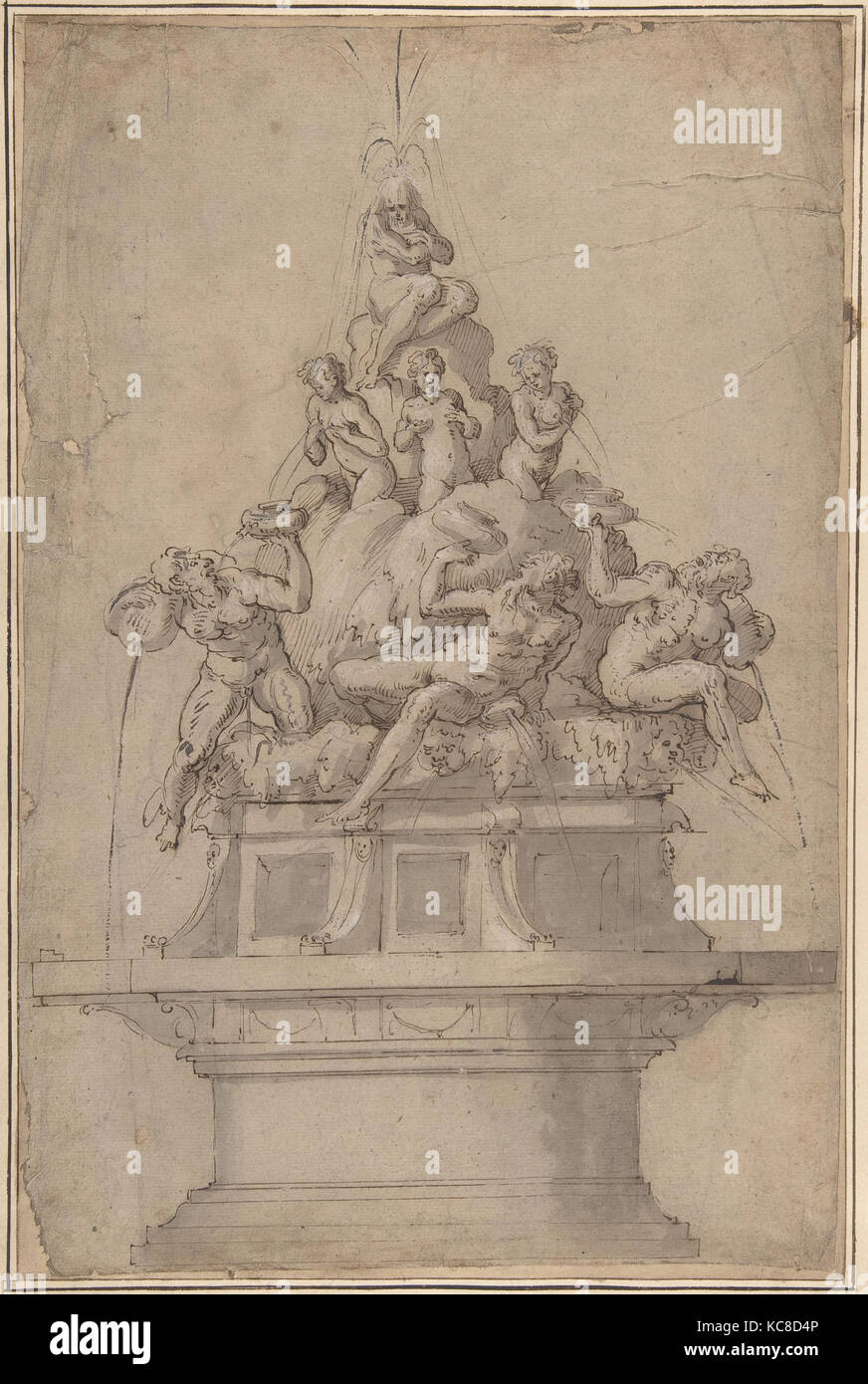 Design for a Fountain with Rivergods and Nymphs., Giorgio Vasari, 1511–74 Stock Photo