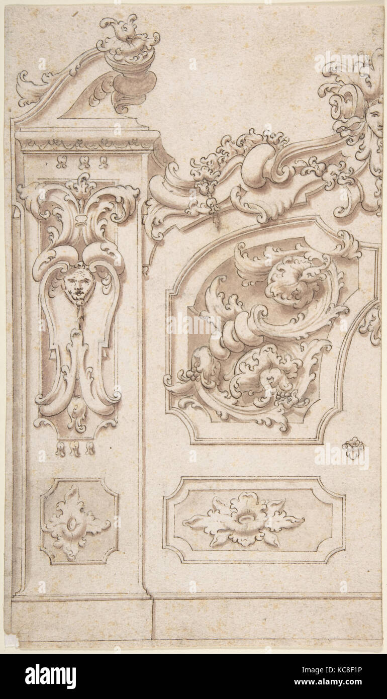 Half a Design for Ornament, Anonymous, Italian, 18th century Stock Photo