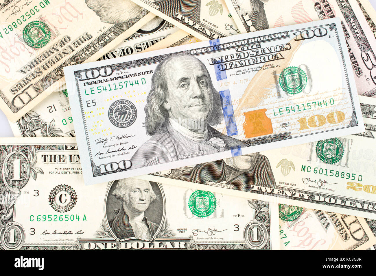 Dollar Bills, Notes US currency Dollars Stock Photo