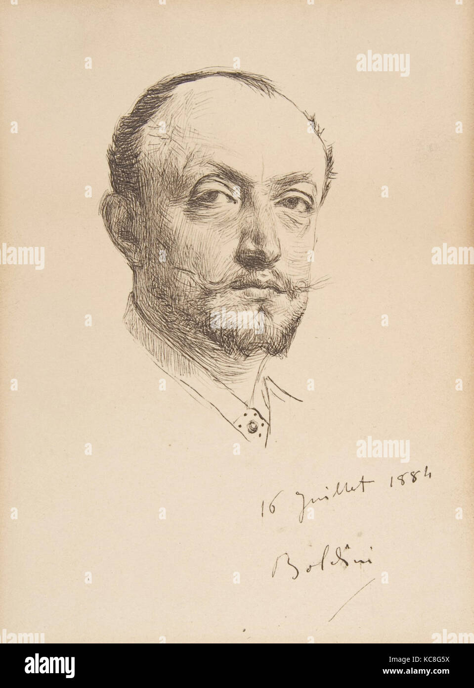 Portrait of the Artist., 1884, Pen and brown ink, 6 3/8 x 4 7/16in. (16