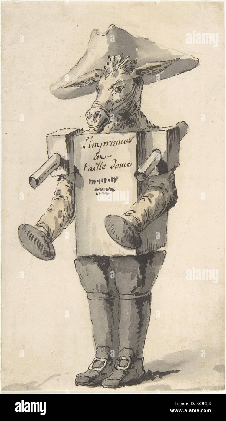 Caricature of an Engravings Printer, Jean Charles Delafosse Stock Photo