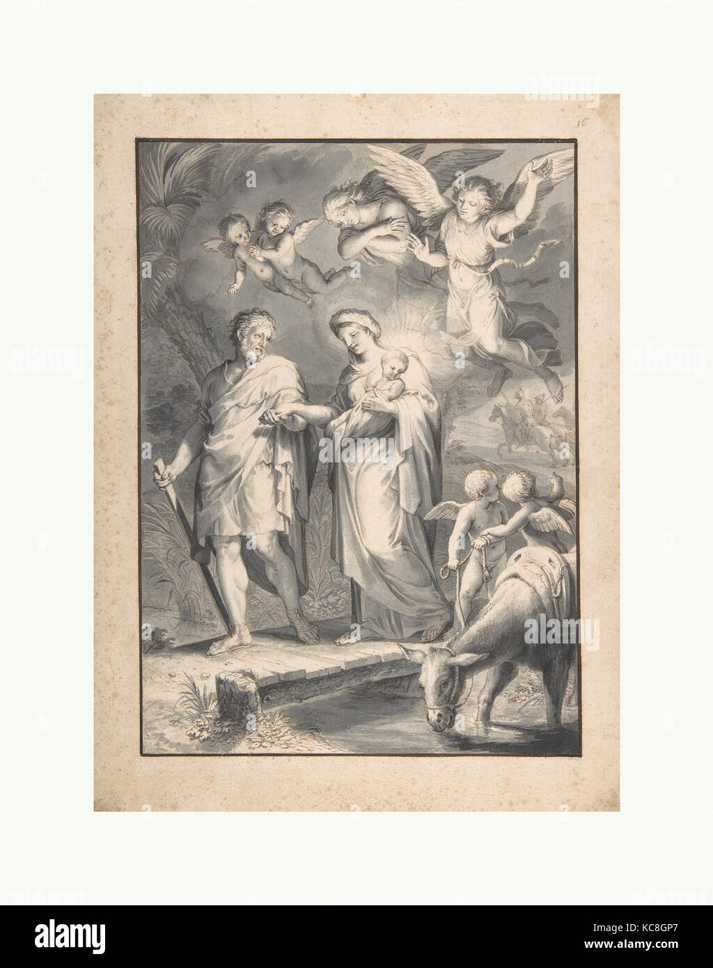 The Flight into Egypt, Jacques Stella, 17th century Stock Photo