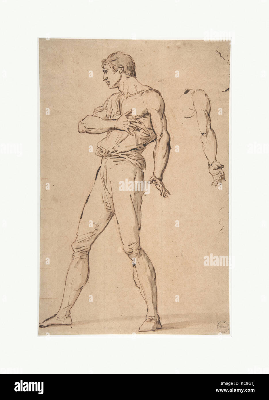 Standing Man with His Right Hand on His Chest, François André Vincent, ca. 1787 Stock Photo