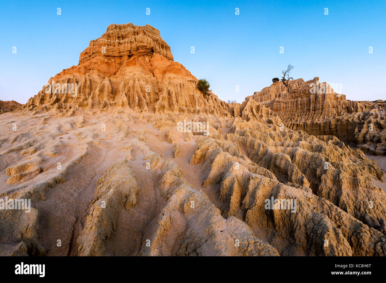 Sand dune formations of the Walls of China in Mungo National Park. Stock Photo
