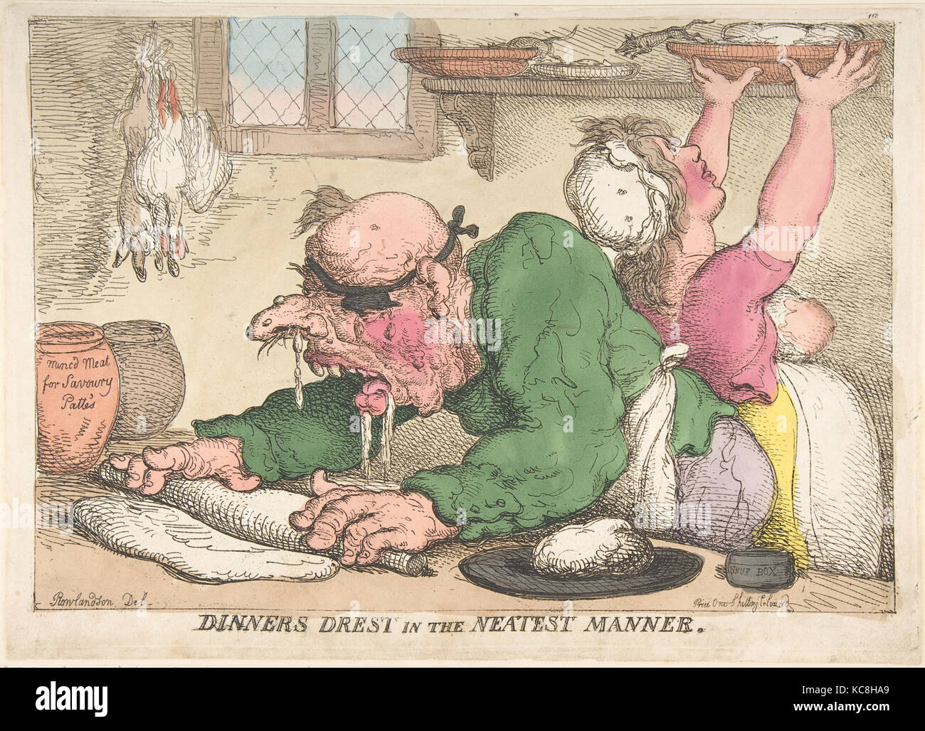 Dinners Drest in the Neatest Manner, Thomas Rowlandson, October 1811 Stock Photo