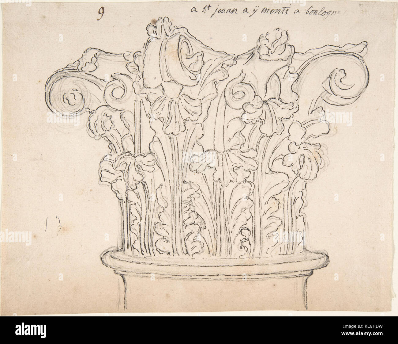 Capital with Acanthus Leaves, Anonymous, French, 18th century Stock
