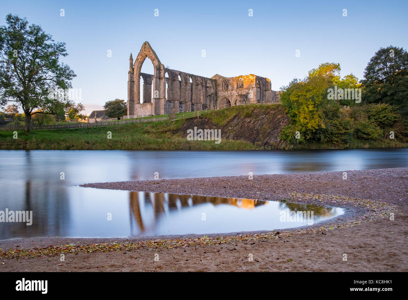 A lovely Autumn morning at the wonderful Bolton Abbey Priory in North Yorkshire Stock Photo