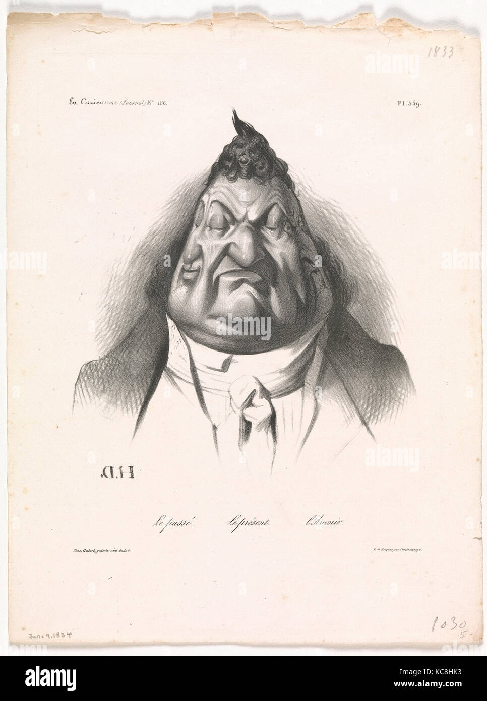 The Past, the Present, and the Future (Le passé – Le présent – L'Avenir), published in La Caricature, no. 166, Jan. 9, 1834 Stock Photo