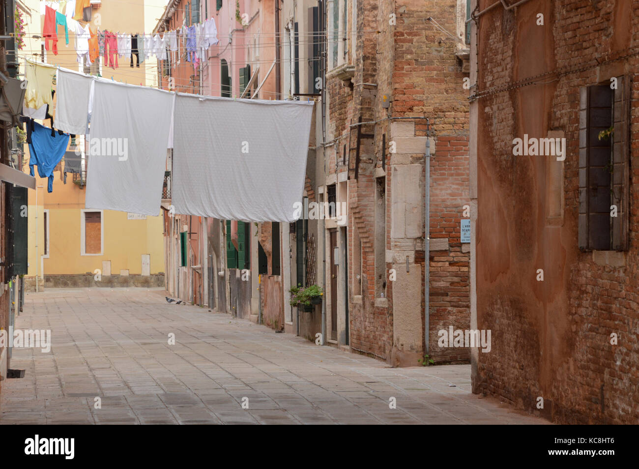 Laundry in street in Venice Italy Stock Photo Alamy
