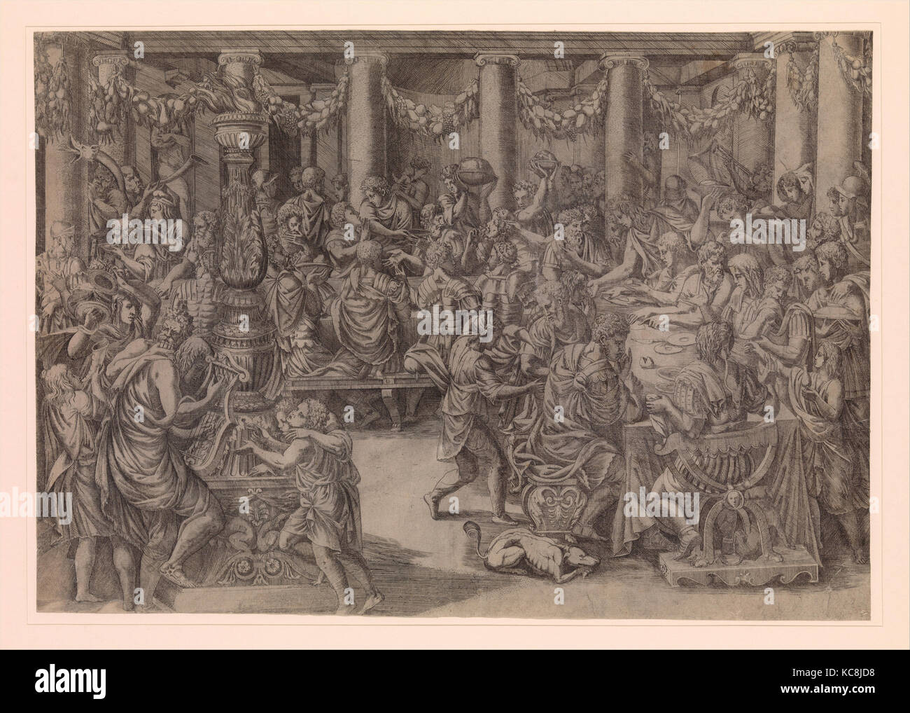 Banquet of Scipio, 1543, etching, 15 15/16 x 22 13/16 in. (40.5 x 58 cm), Prints, Antonio Fantuzzi (Italian, active France, 1537 Stock Photo