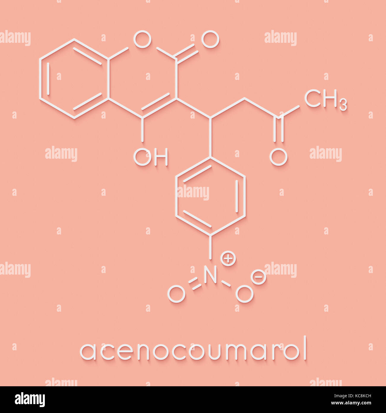 Acenocoumarol anticoagulant drug molecule (vitamin K antagonist