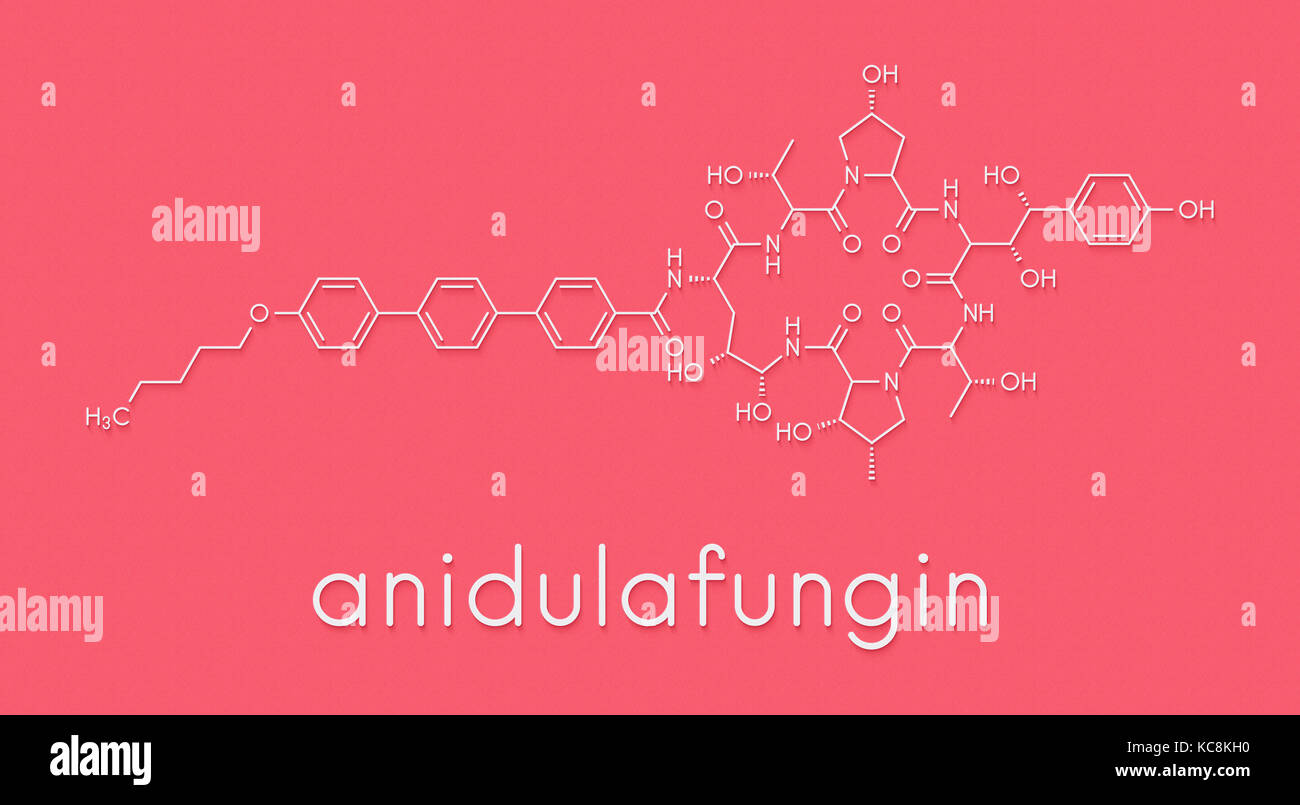Anidulafungin antifungal drug molecule. Skeletal formula Stock Photo Alamy
