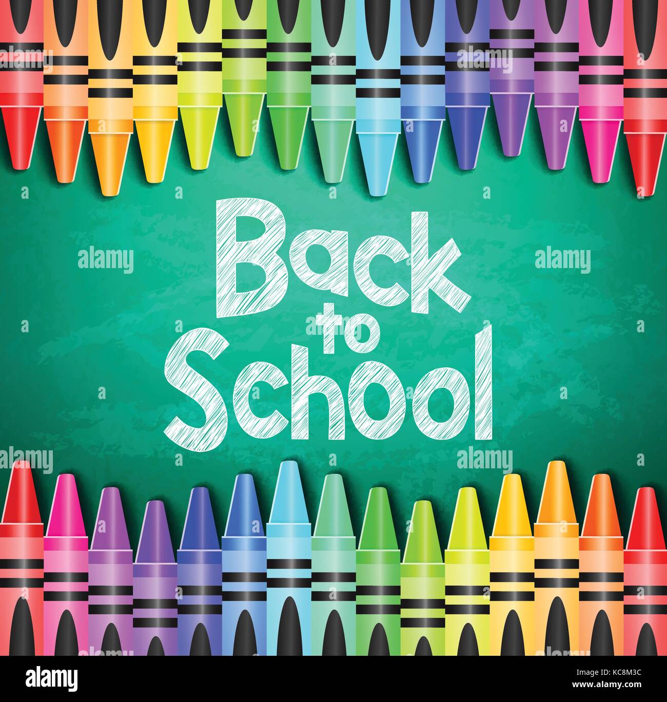 Back to School Text on Green Chalkboard Background with Different ...