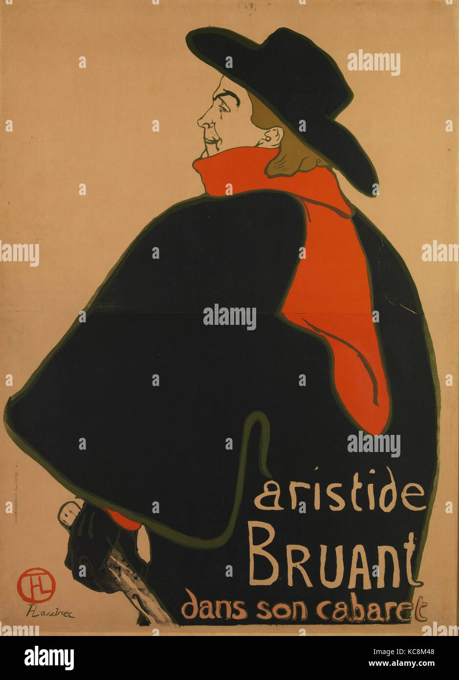 Aristide Bruant, at His Cabaret, Henri de Toulouse-Lautrec, 1893 Stock Photo