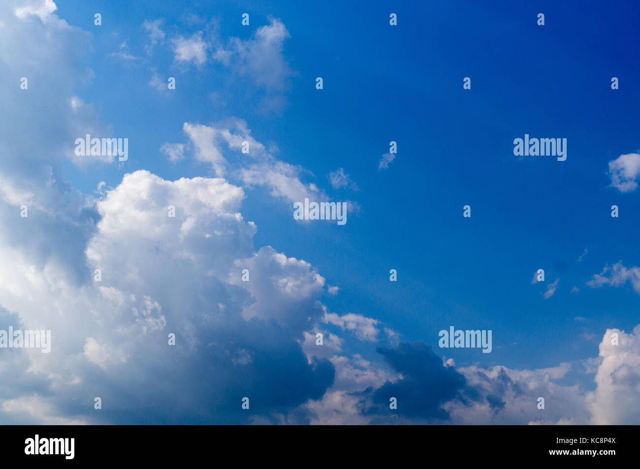 bright blue sky with clouds and sun. cumulus, background, weather Stock ...