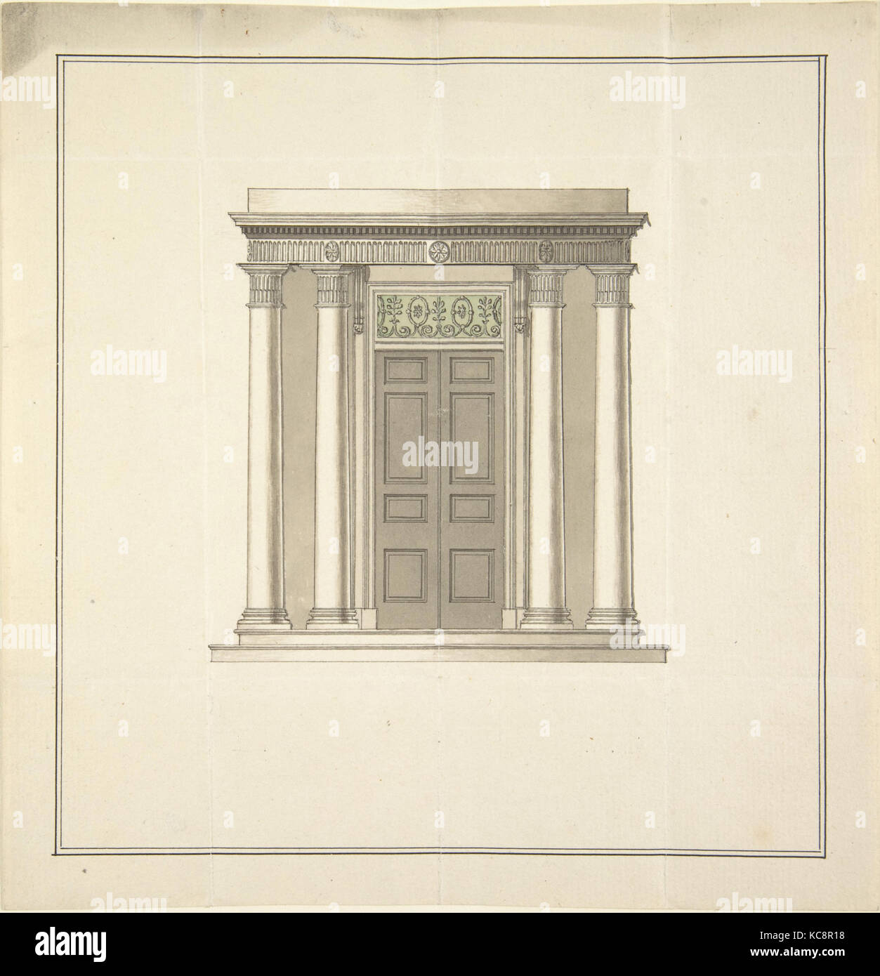 Design for a Doorway with a Portico in the Classical Style, Anonymous, British, 18th century Stock Photo