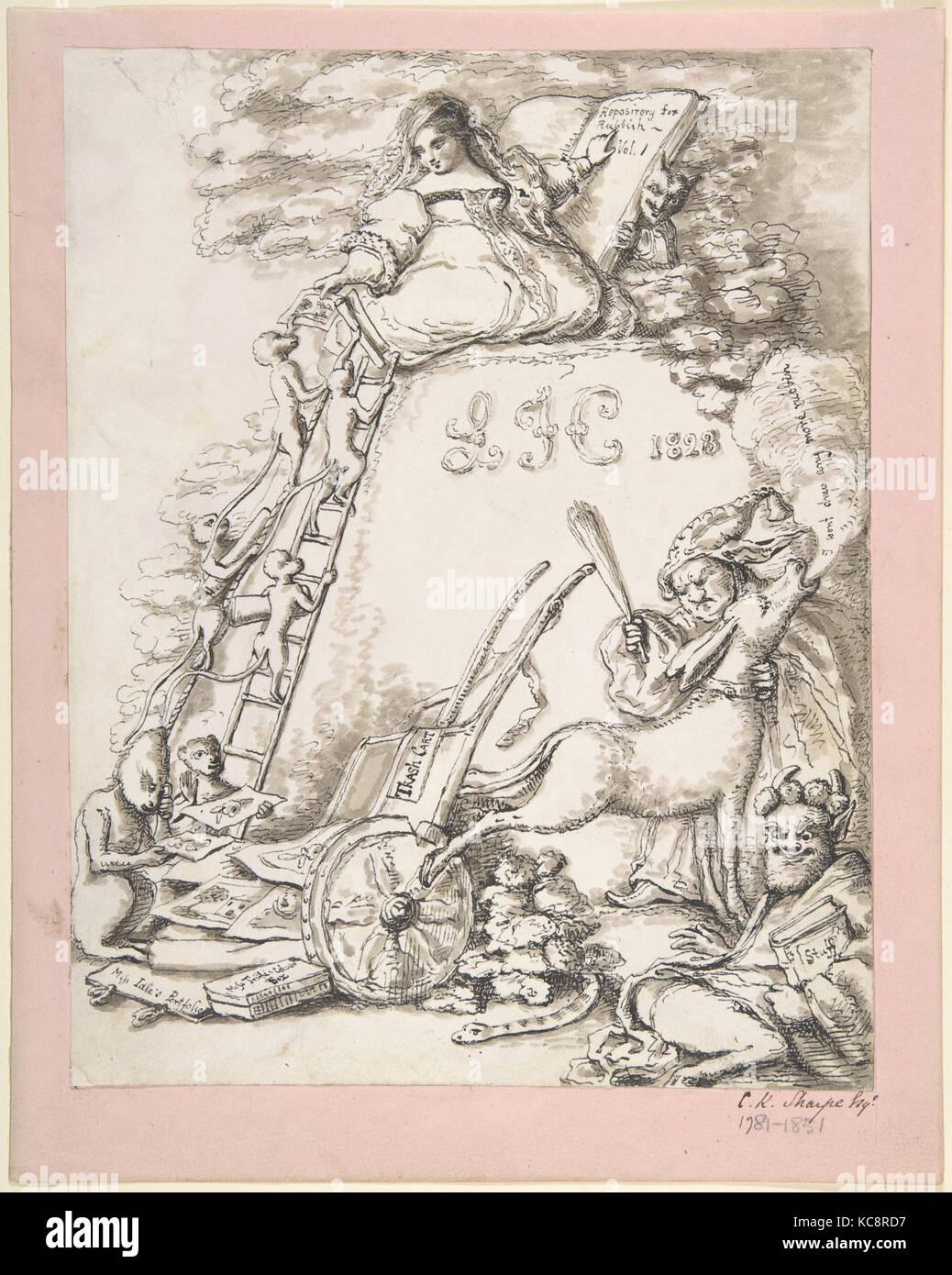 'Repository for Rubbish, vol. I, L.F.C 1828', Illustration for children's book, Charles Kirkpatrick Sharpe, 1828 Stock Photo