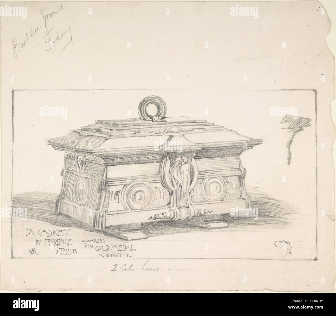 Design for a Casket in Gold Metal, for the Builder's Journal, C. E. M., 1896 Stock Photo