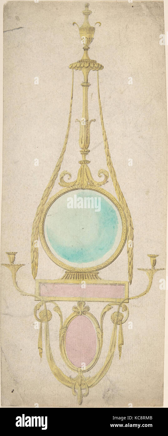 Design for a Girandole with a Circular and Oval Glass, Attributed to Sir William Chambers, 1745–1800 Stock Photo