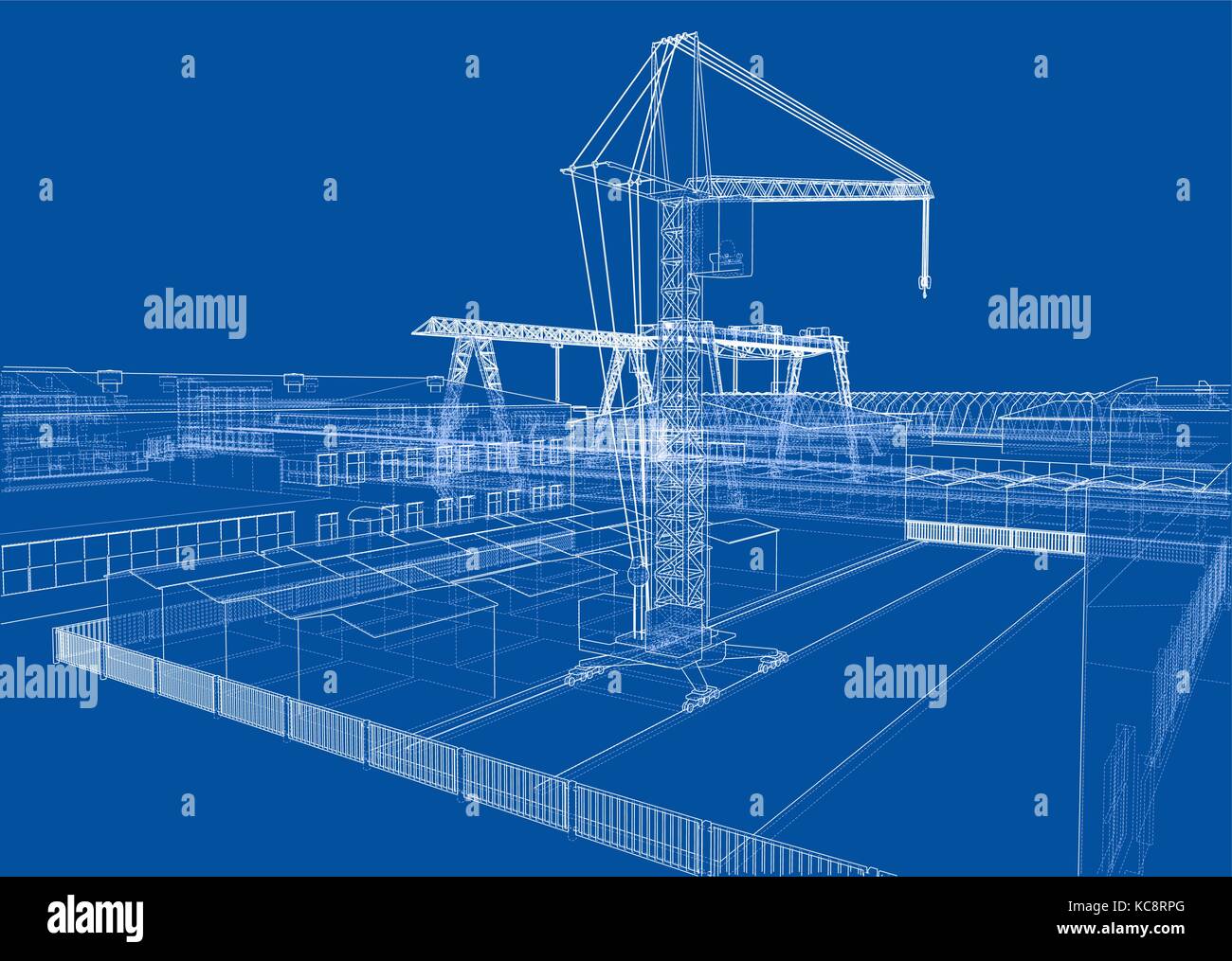 Industrial zone with buildings and cranes Stock Vector Image & Art Alamy