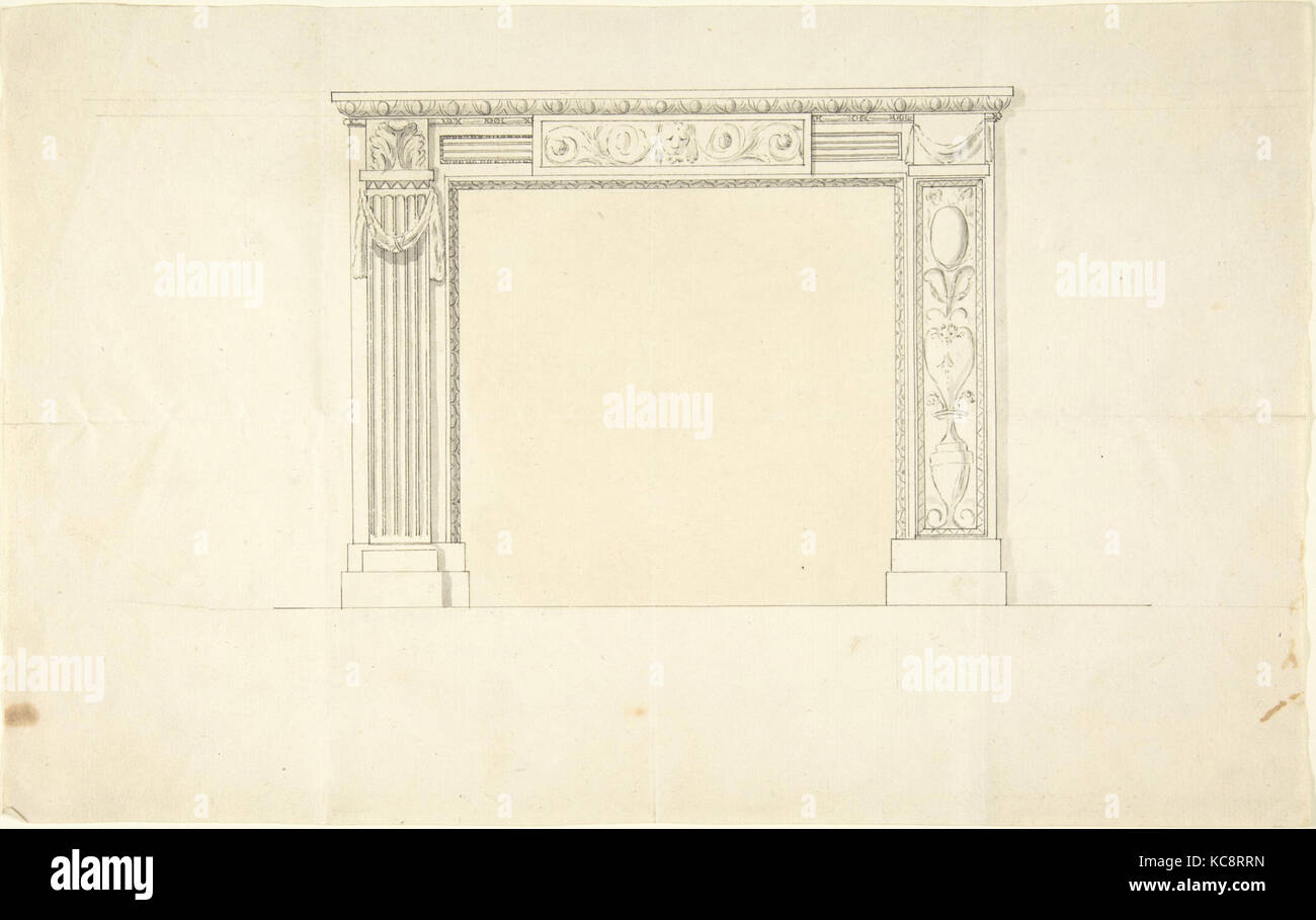 Design for a Chimneypiece, Sir William Chambers, 1740–96 Stock Photo
