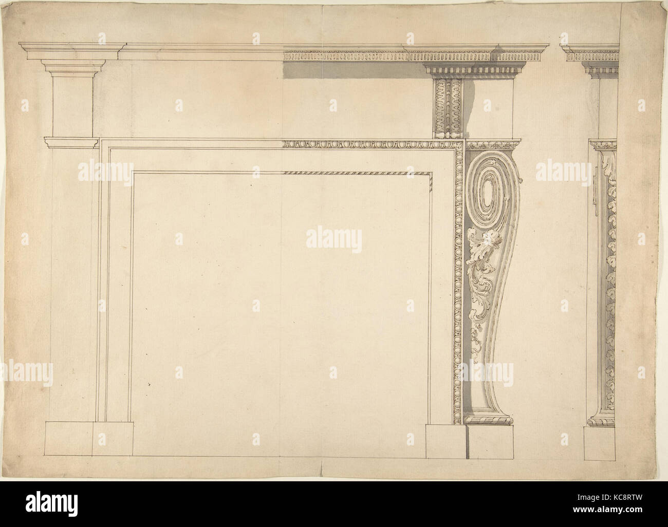 Design for a Chimneypiece, Sir William Chambers, 1740–1800 Stock Photo
