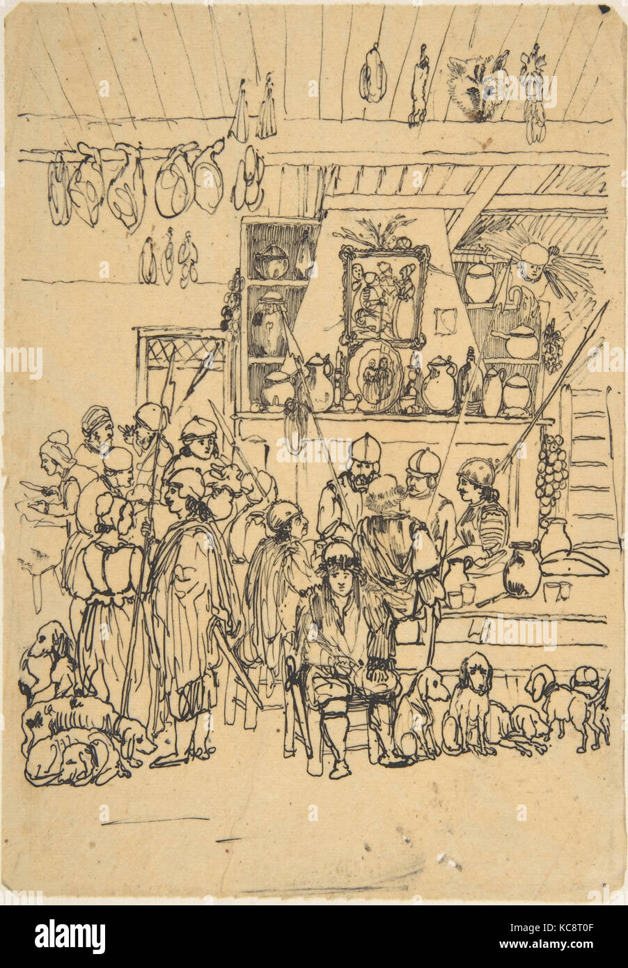 Departure for the Hunt, Pen and black ink, 6 5/16 x 4 3/8 in. (16 x 11.1 cm), Drawings, Rodolphe Bresdin (French, Montrelais Stock Photo