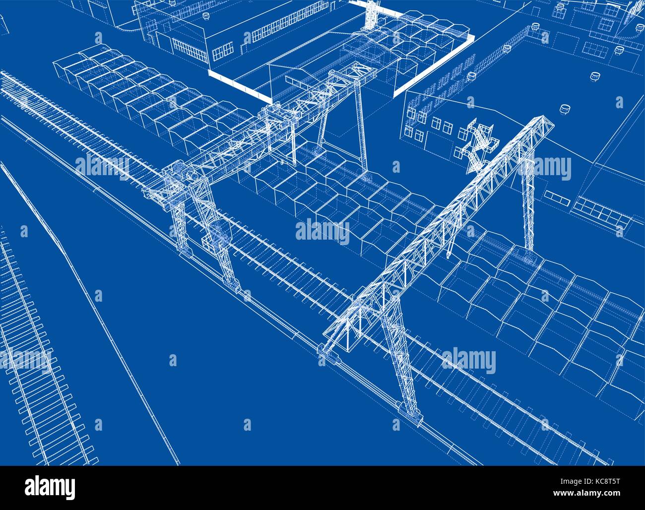 Industrial zone with buildings and cranes Stock Vector Image & Art Alamy