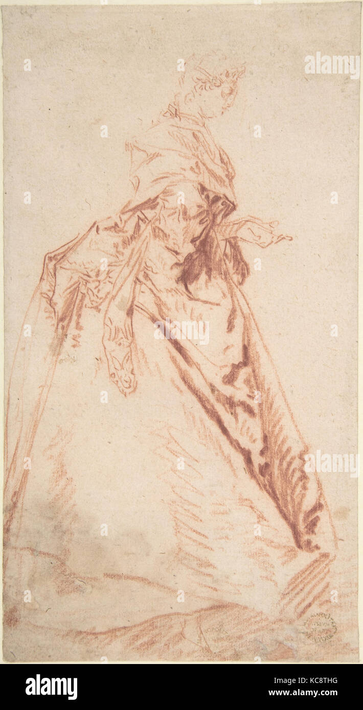 Standing Woman Facing Right, Nicolas Lancret, early 18th century Stock Photo
