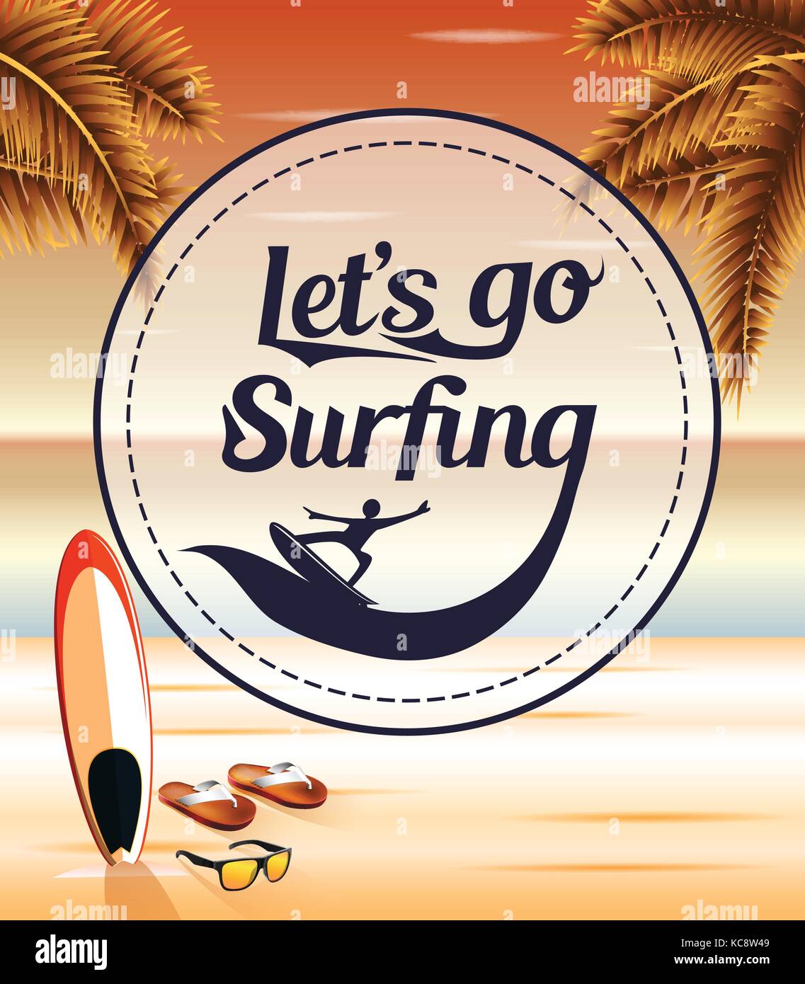Premium Vector  Let's go surfing design vector summer surfing retro banner