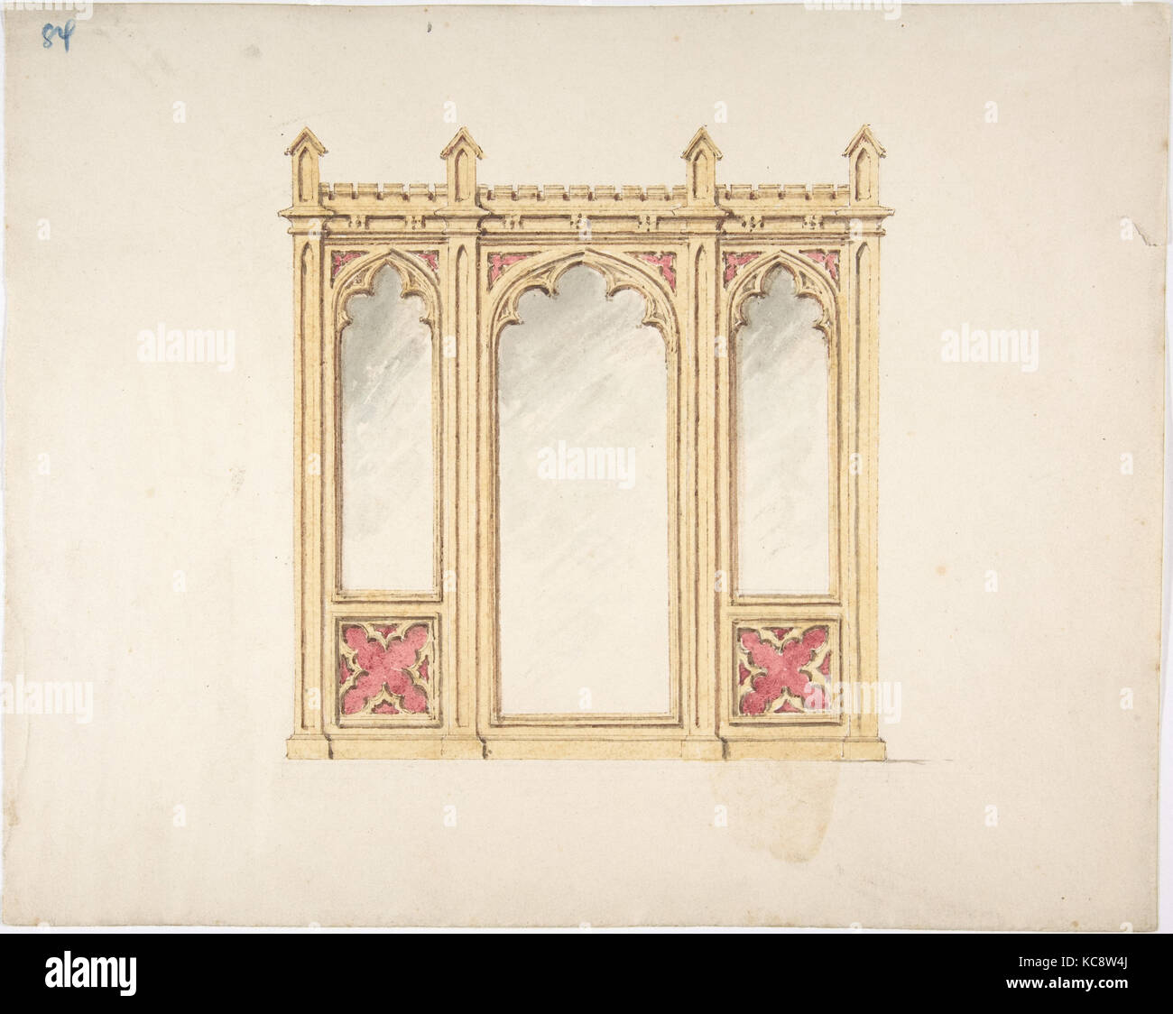 Design for Gothic Tracery and Paneling, Anonymous, British, 19th century, early 19th century Stock Photo