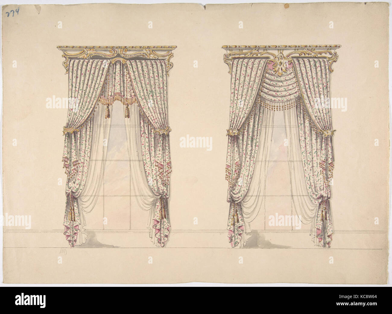 Design For Pink Green And White Curtains With Pink And Gold